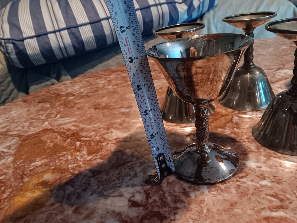 VTG J Perez Ruiz E.P.B Silverplate Spain Stem Wine goblets 6 cups