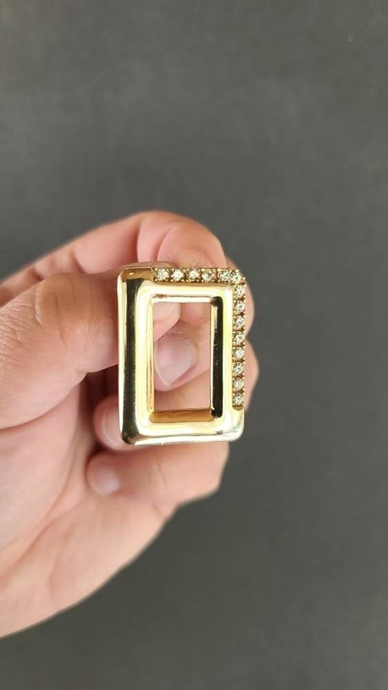Parklane Rectangular Rhinestone Gold Pendant