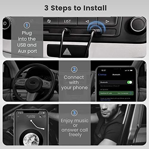 MAEDHAWK Aux to Bluetooth Receiver for Car Bluetooth Aux Adapter with USB to