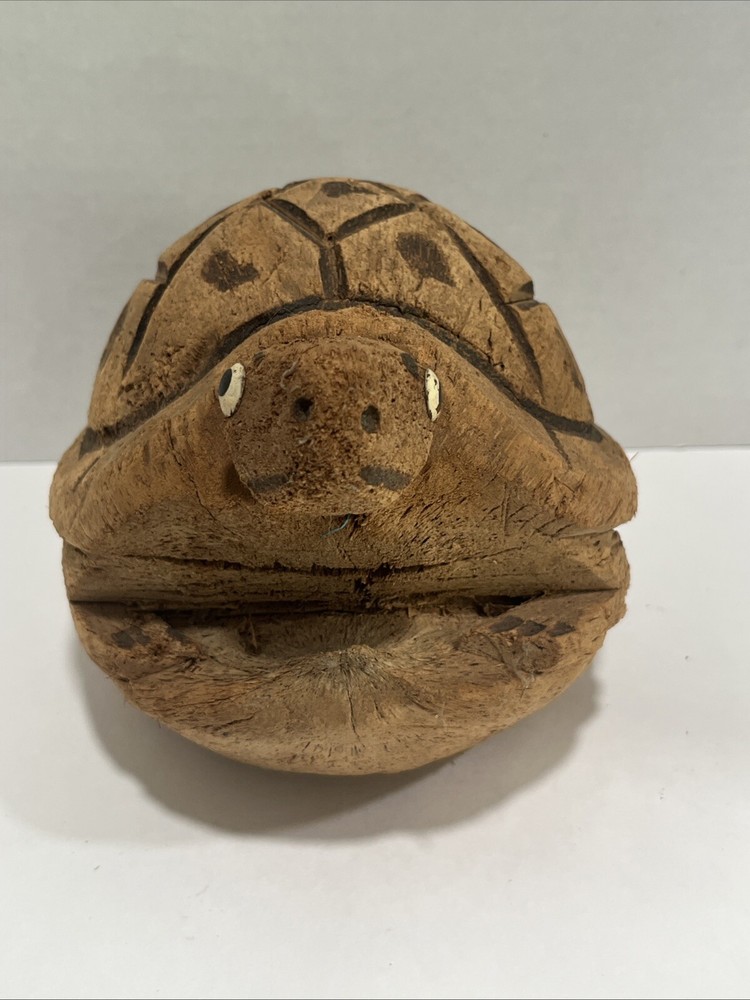 Hand Carved Coconut Shell Husk Sea Turtle