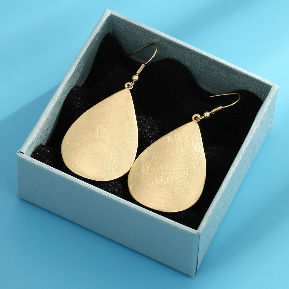 Handmade Teardrop Earrings with Brushed Finished Dangle Earrings