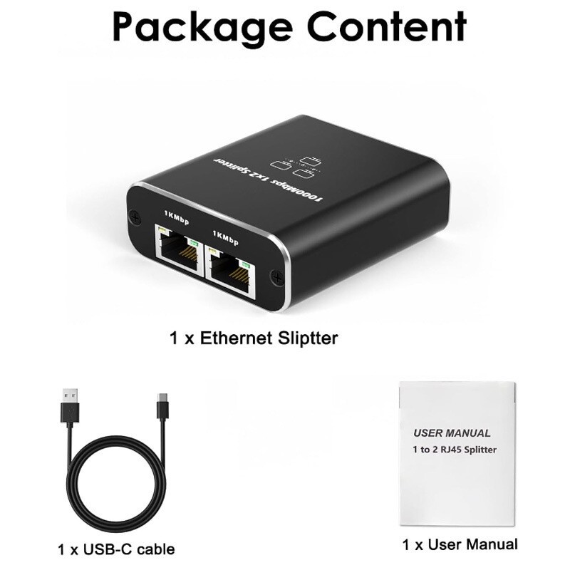 RJ45 Gigabit Ethernet Splitter 1000Mbps LAN Network Internet 1 to 4 Out Adapter