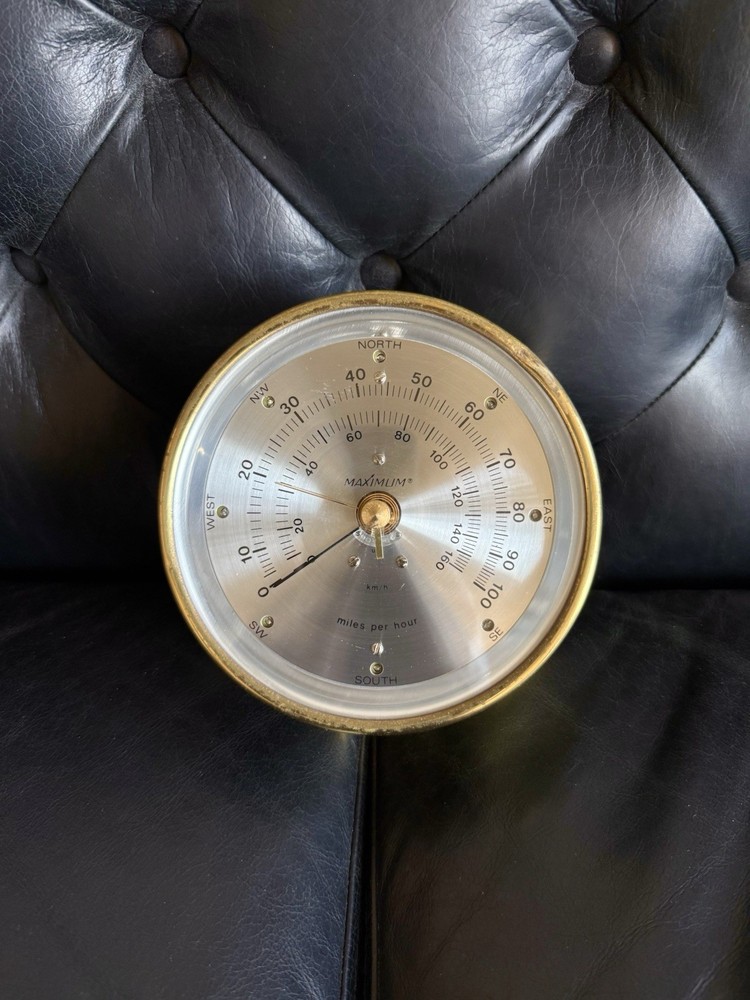 Maximum Inc. Brass Anemometer Instrument Maestro Wind Speed & Direction Gauge