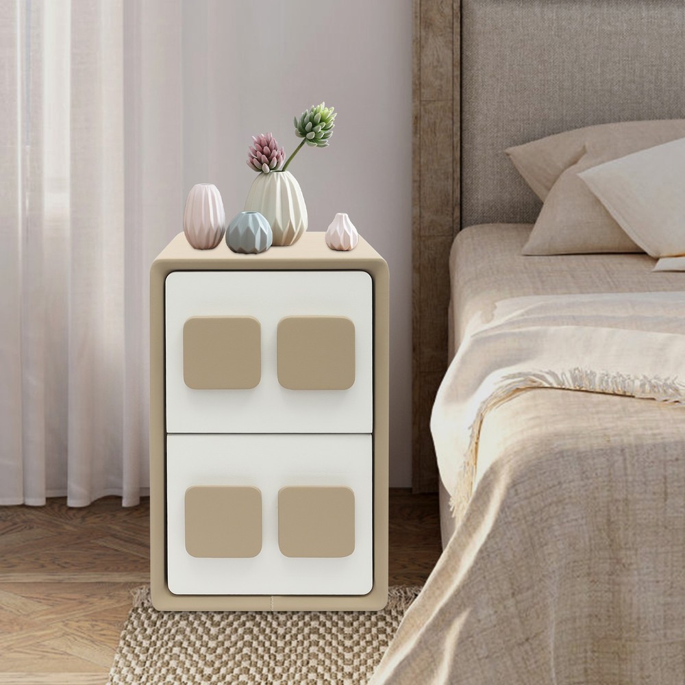 Modern Minimalist End Table, Bedside Table, Floorstanding End Table W/ 2 Drawers