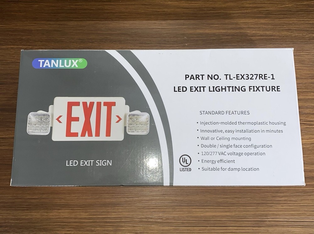 NEW Red LED Exit Sign w/ Adjustable Dual Heads, Includes Mounting Hardware