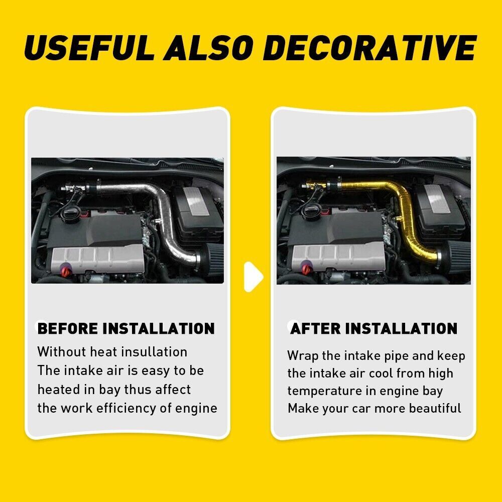 Gold Intake Heat Reflective Tape Wrap Self Adhesive High Temperature 2"33Ft US