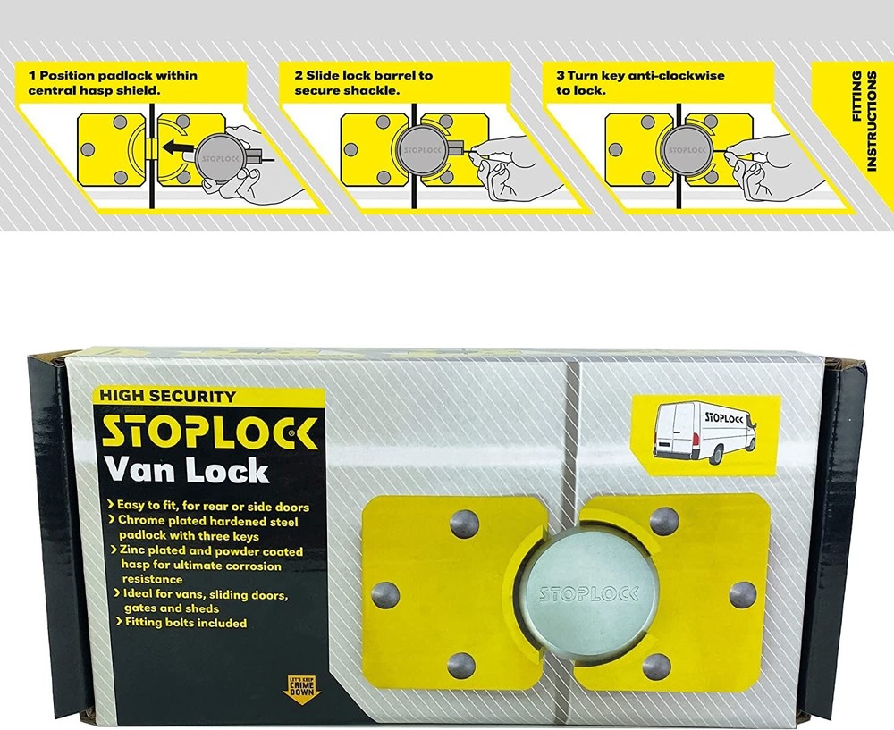 Stoplock Van Lock High Security Trailer Home Garage Shed Door Hasp. Caps ✅