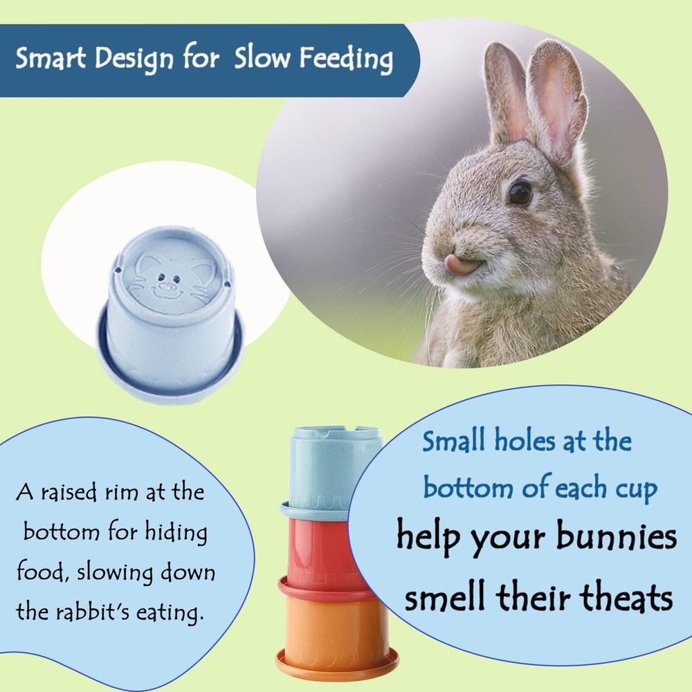 Multi-Colored Graduated Stackable Rabbit Toys - 8 Pcs Reusable Cute Animal De...
