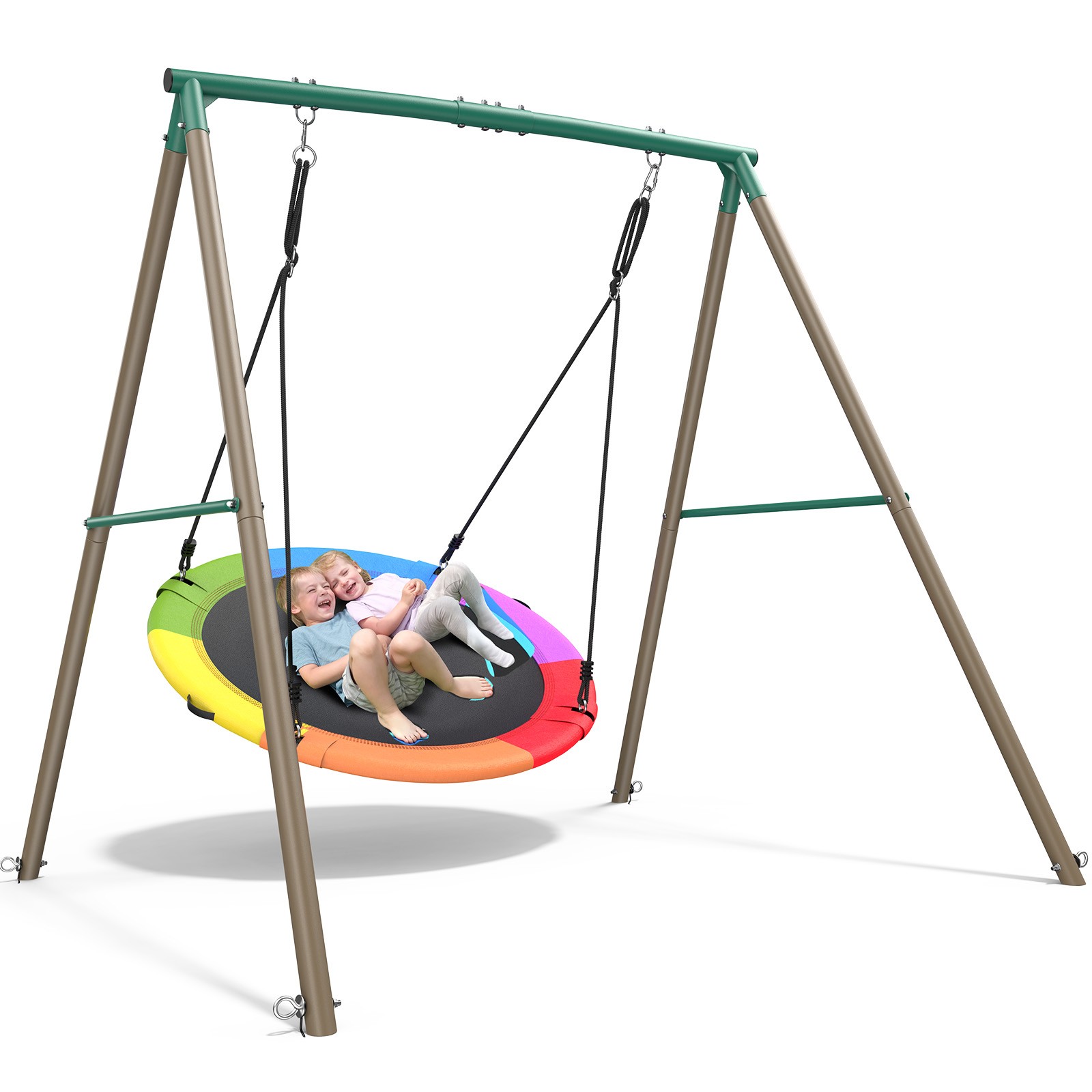 Hapfan 500lb Heavy Duty Swing Set with 50" Saucer Swing Outdoor Kids Playset