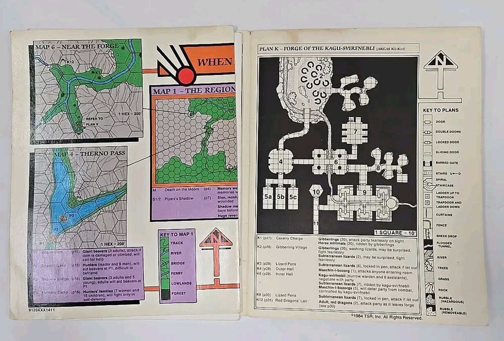 Advanced Dungeons & Dragons Module UK4 When A Star Falls Map #9120 TSR 1984 book