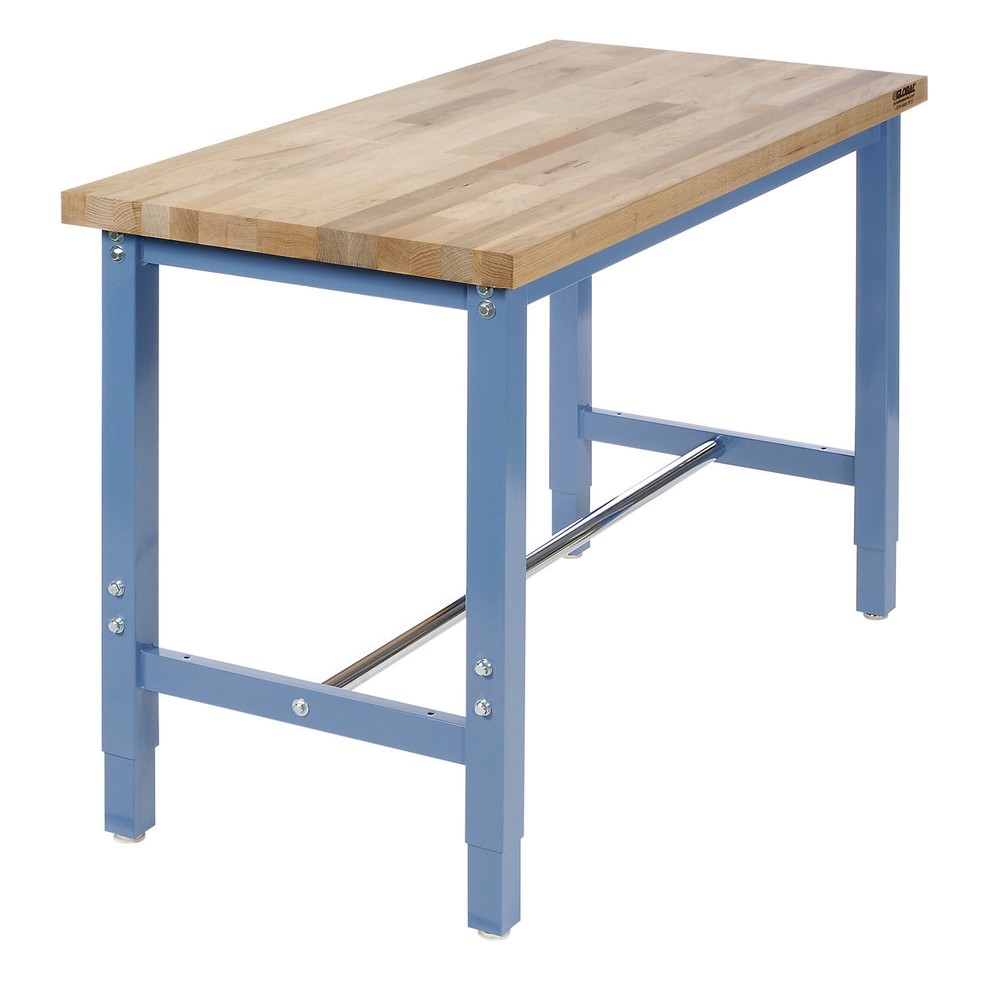 Production Workbench Return - Maple Butcher Block Square Edge - Blue 48"W x 24"D