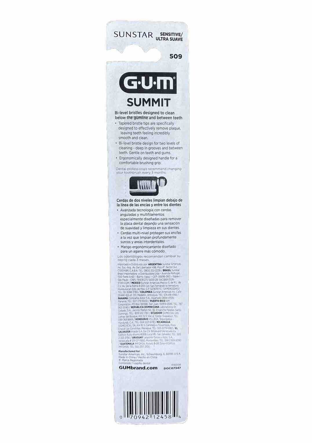 12 Pack Gum Sunstar #509 Summit Sensitive Compact Toothbrushes