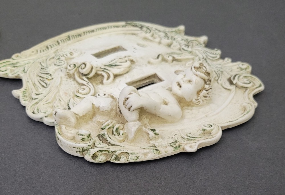 Vintage Cherub Double Switch Plate 3D