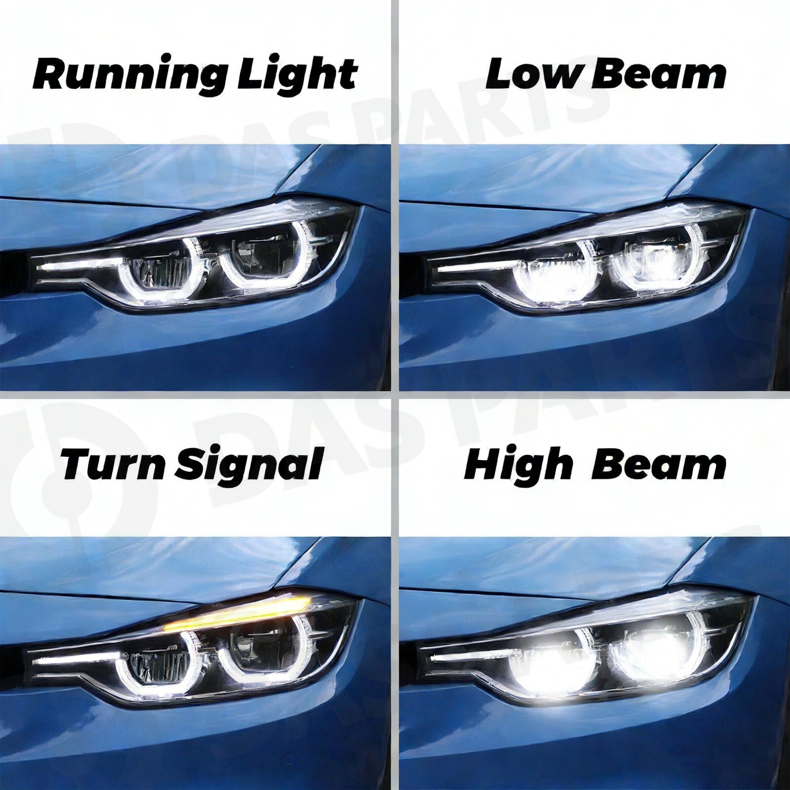 For 2012-15 BMW F30 320i 328i 335i DRL Headlight Full LED LCI Style fit Halogen