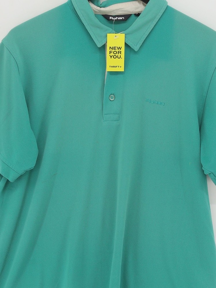 Rohan Men's Polo L Green 100% Polyester Collared Basic