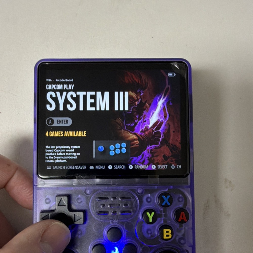 R36S Open Source Handheld Game Console Purple Transparent USB-C