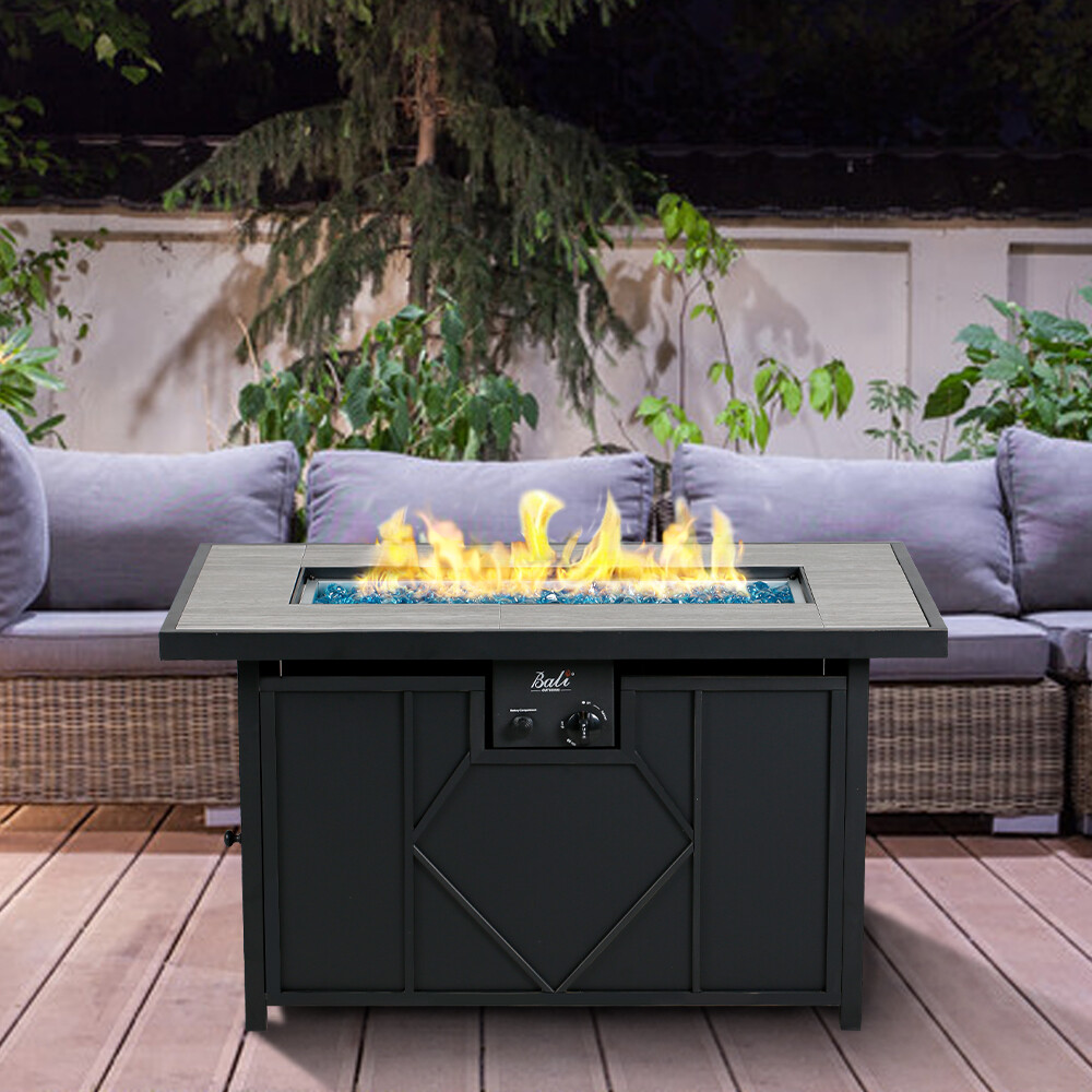 BALI OUTDOORS propane fire pit 42" Rectangular Gas Fire Pit Table 60000BTU Glass