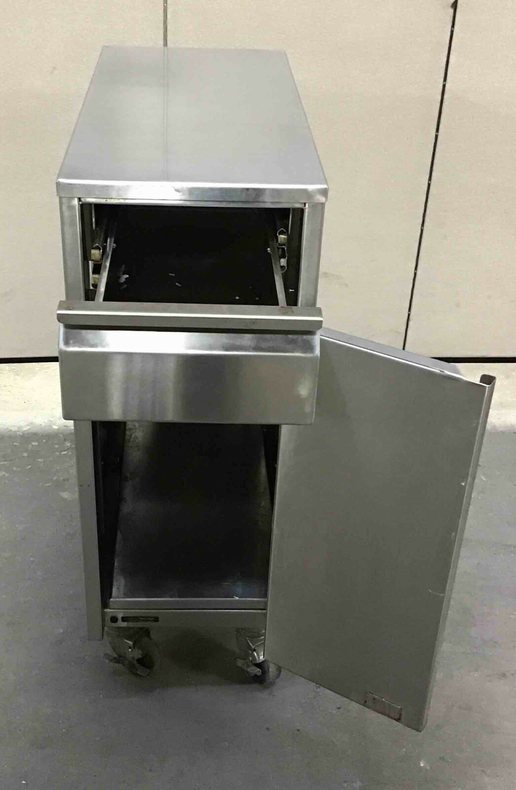 12 x 27 Stainless Steel Filler Cabinet Table On Caster Wheels cart counter top