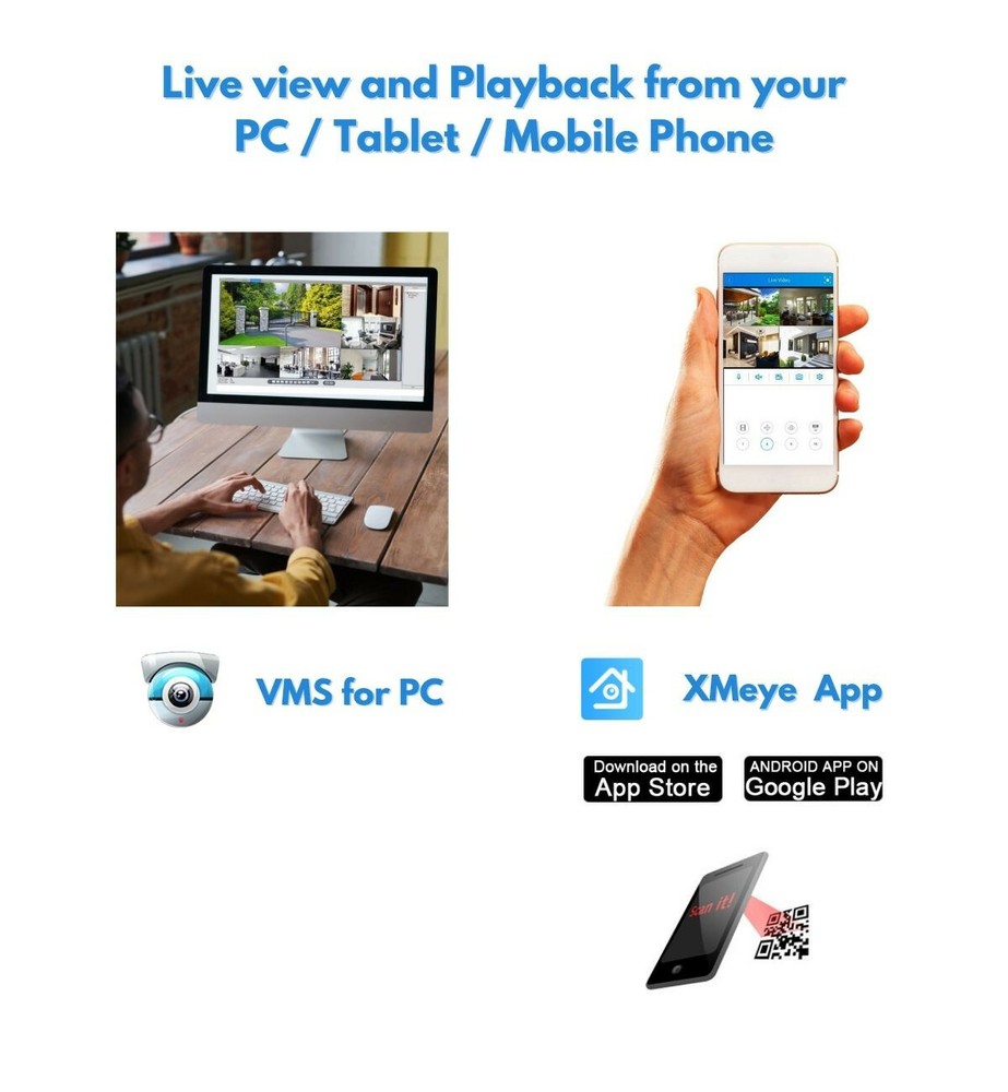 8 Channel HD CCTV Security Dome Camera System 2TB Recording Storage Remote View