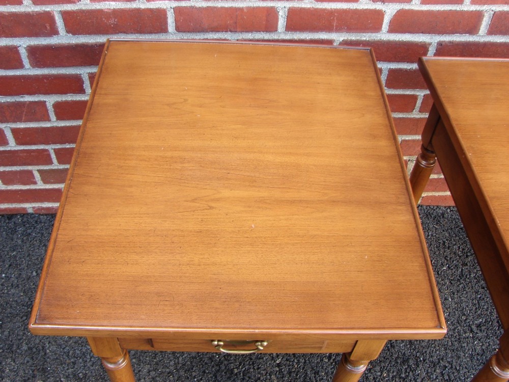 PAIR STATTON SOLID CHERRY ONE DRAWER END LAMP TABLES