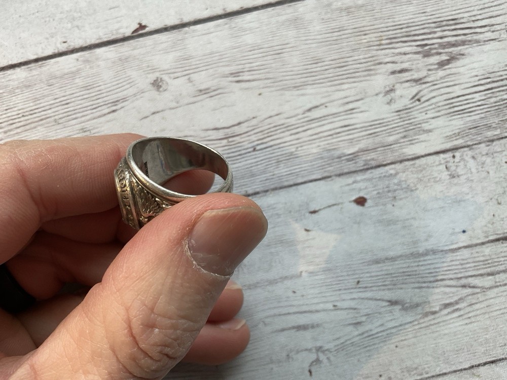 ORIGINAL WWII USAAF BOMBARDIER RING STERLING / PATCH