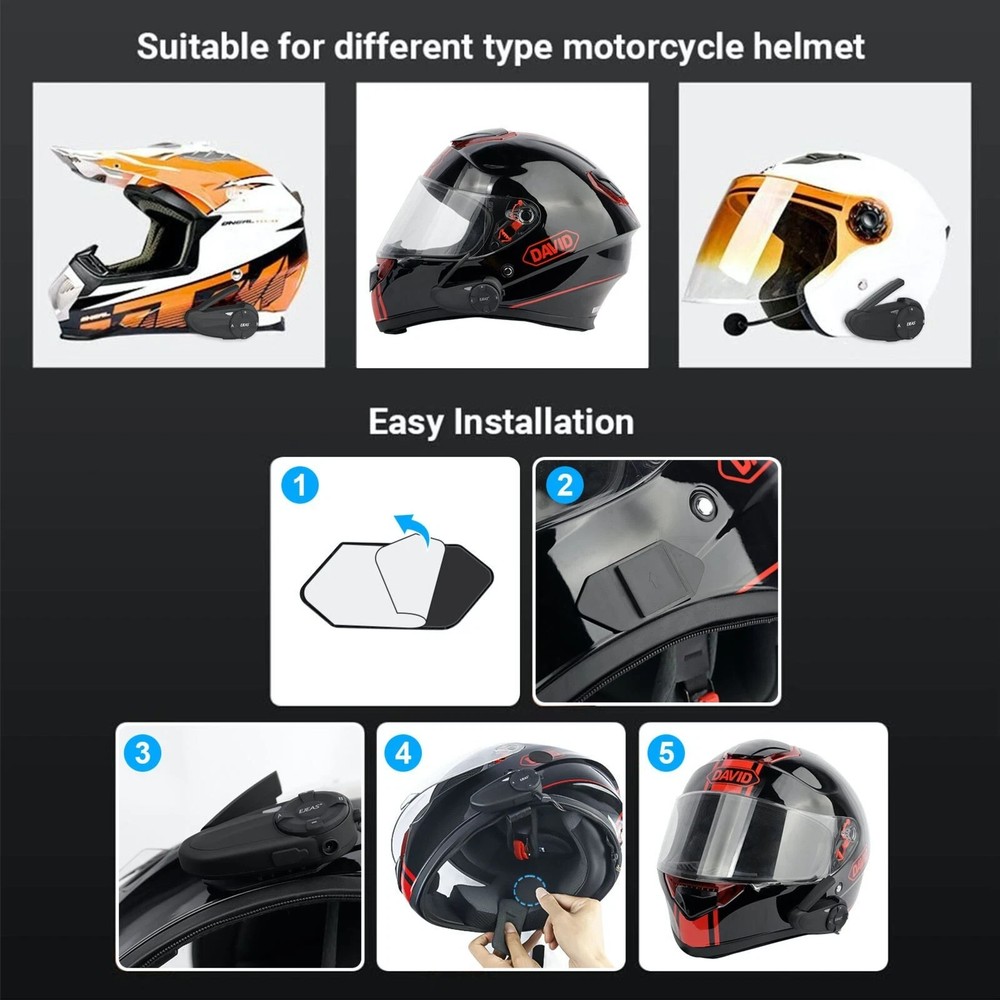EJEAS Q7 Bluetooth Riding Motorcycle Intercom with Headset EUC Handle. New