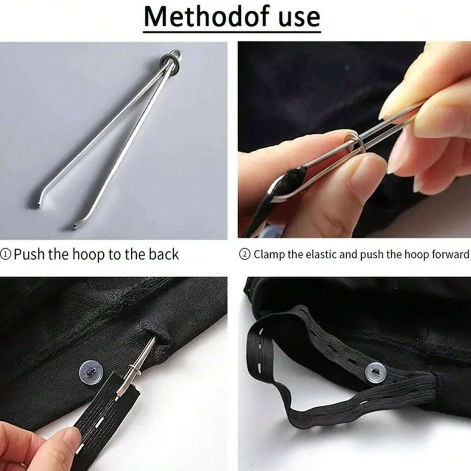 3x Elastic Cord Waistband Threading Tool Stainless Steel Drawstring Threader Set
