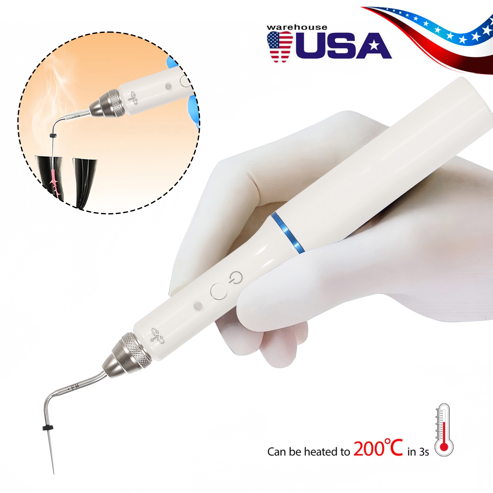 Dental Gutta Percha Obturation System Endo Heated Pen Wireless Eododontic+2 Tips