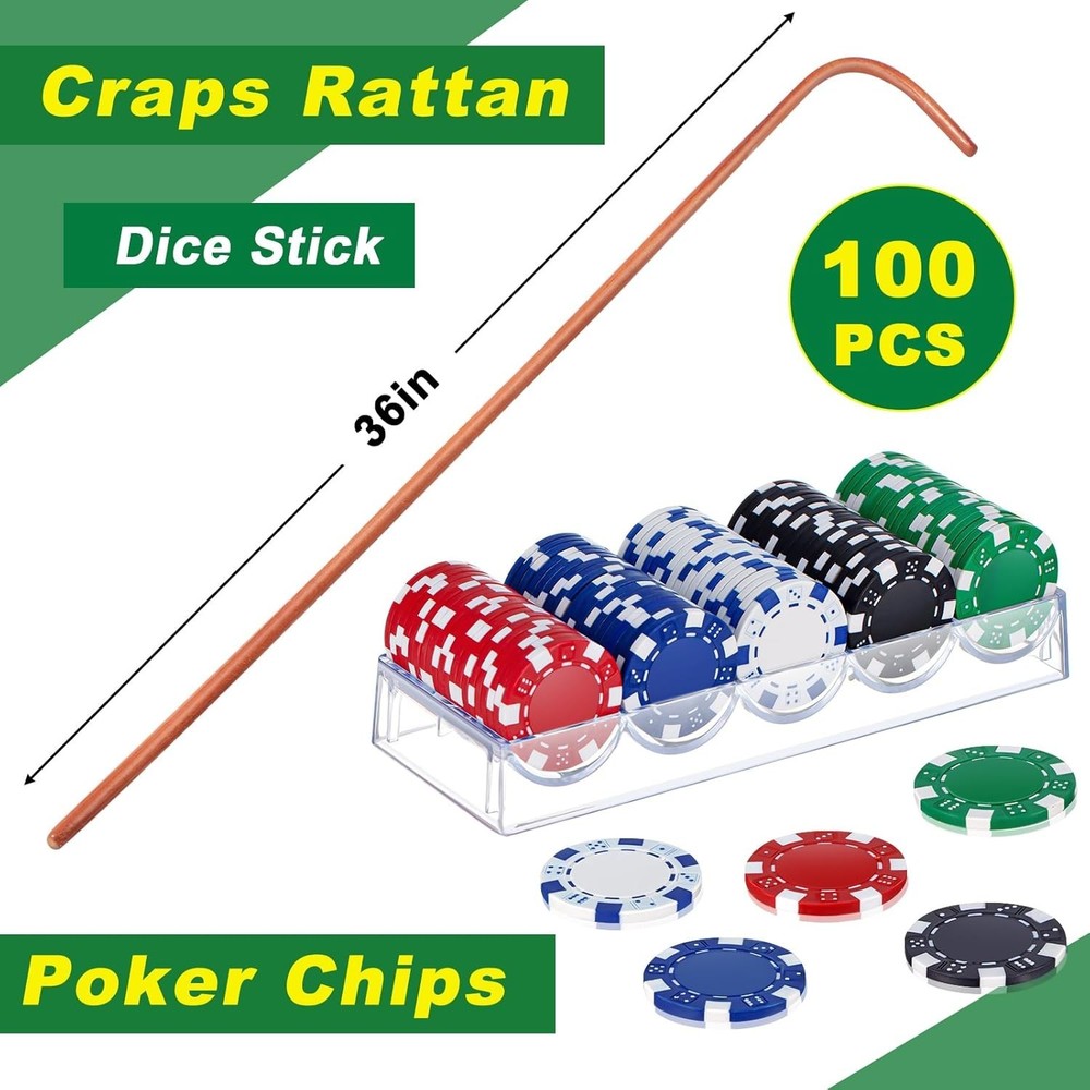 Leyndo Craps Tabletop Game Set, Includes 35" x 70" Rubber Craps