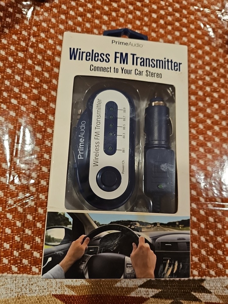 New In Box Prime Audio Wireless FM Transmitter Connect To Your Car Stereo System
