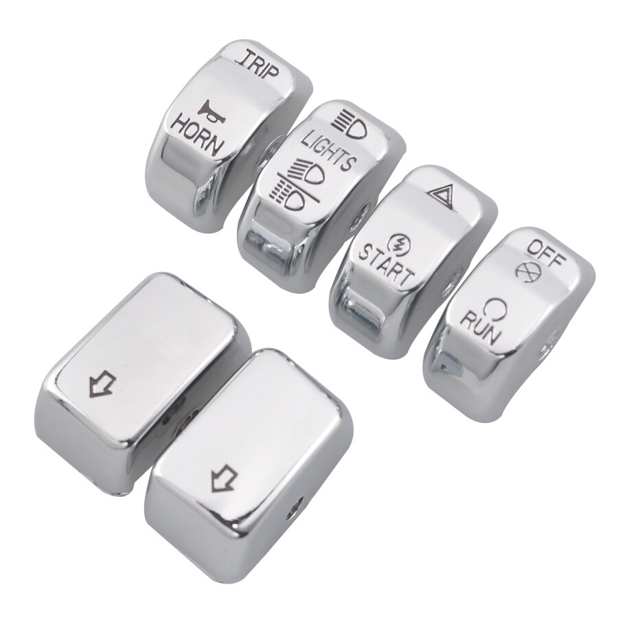 6pcs Chrome Hand Control Switch Housing Button Cap for Harley Softail 2012-2015