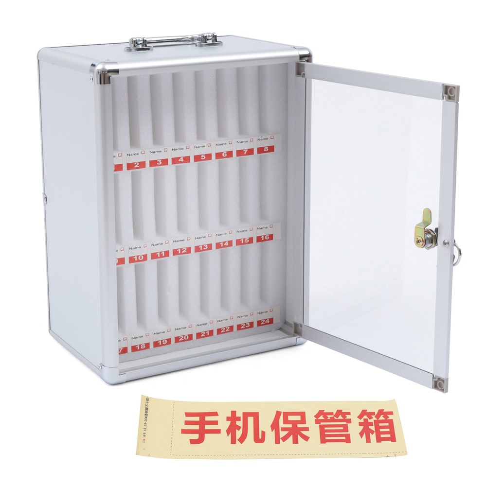 Wall Mount Cell Phone Storage Cabinet 24 Slots Pocket Chart Desktop Lockable