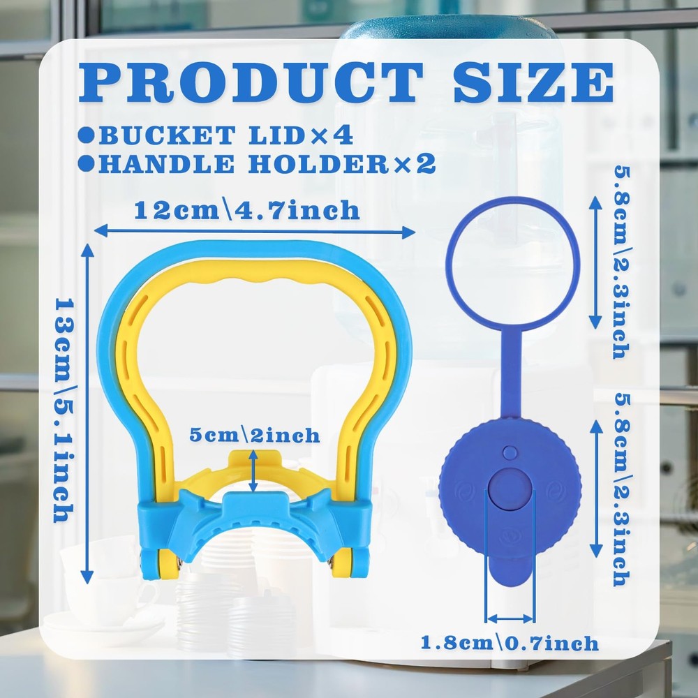 2 Pack 5 Gallon Water Bottle Handle, Stable Ergonomic Jug Blue