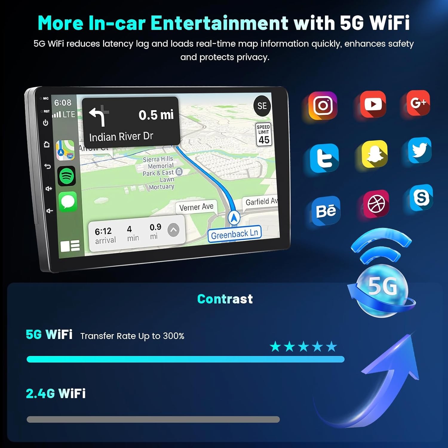 For 2011-2023 Dodge Charger Apple Carplay Android 14 Stereo Radio GPS Head Unit