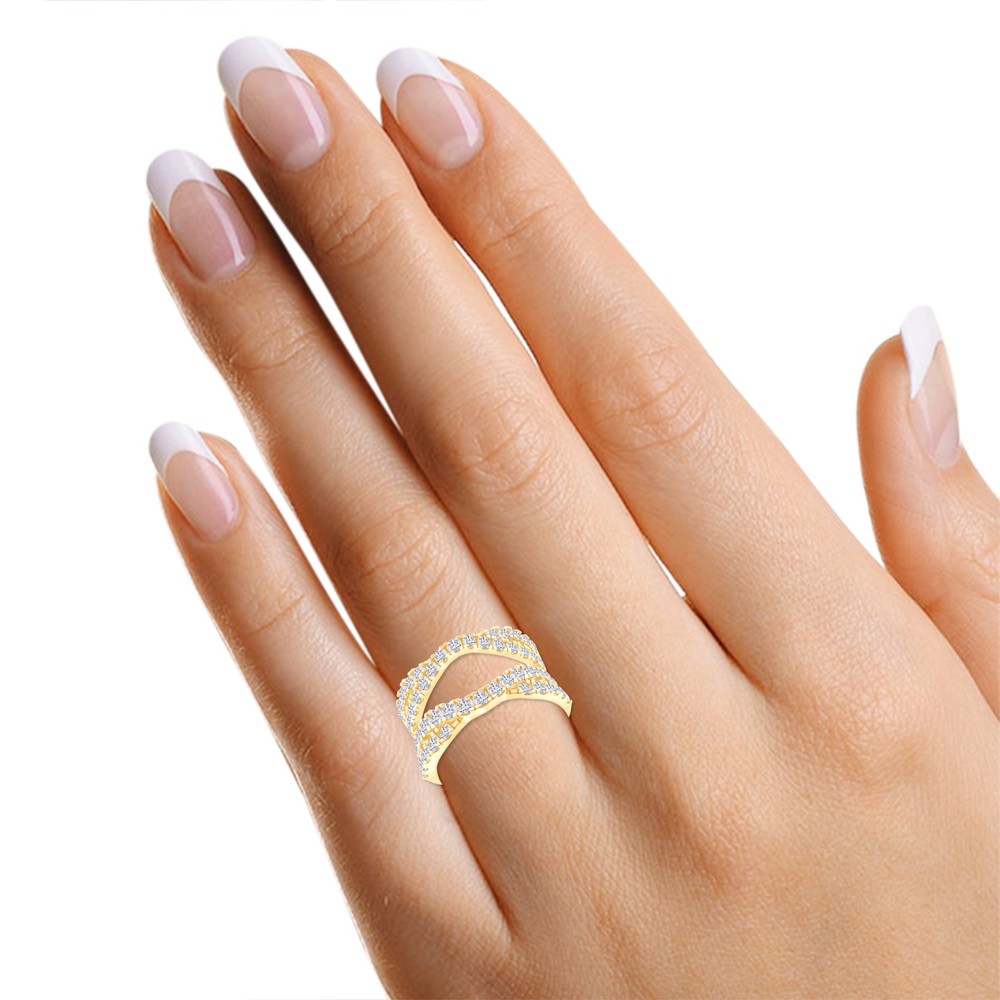 8/9 Ct Lab Grown Diamond Cathedral Enhancer Ring In 10k Solid Gold