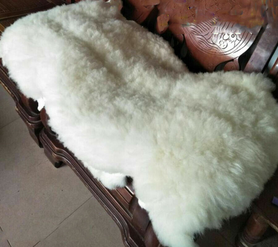Ivory Real Sheepskin Rugs Fluffy Fur Sofa Couch Mats Soft Skin Fur Car Seat Pads