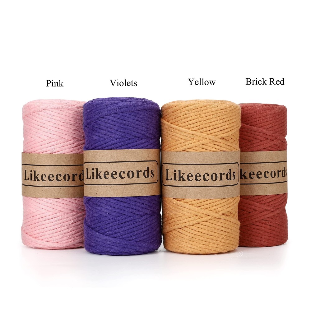 4mm Single Strand Macrame Cord 80m Colored Macrame Rope Cotton Rope Macrame Y...