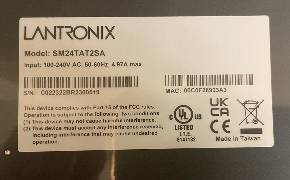 Lantronix Sm24tat2sa Network Switch-Open Box