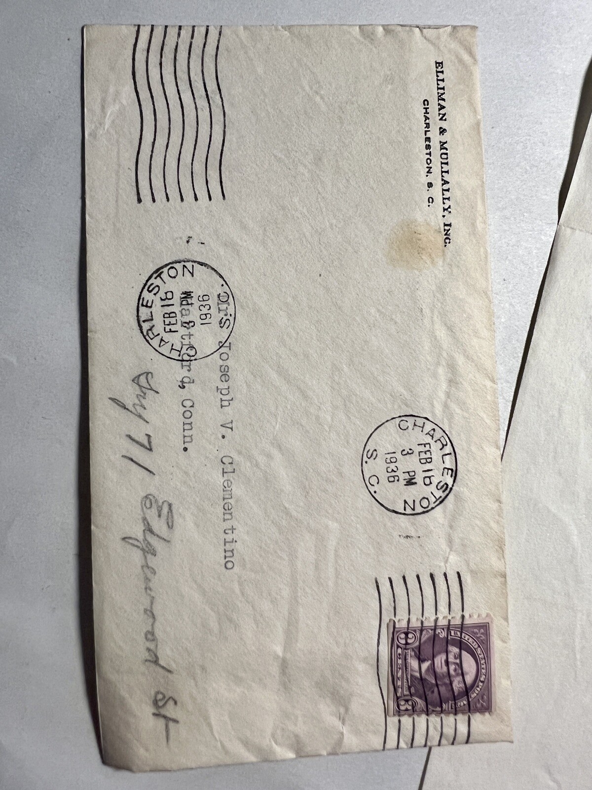 Charleston SC Ellimann& Mullally Inc Letter 1935 Correspondence Letterhead