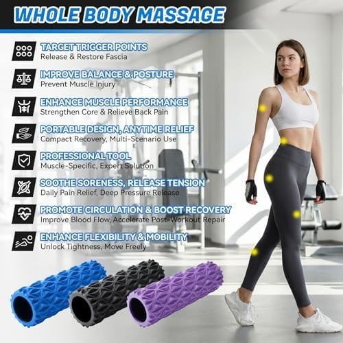 Foam Roller 15'' High Density Deep Tissue Massager Trigger Point Back Leg