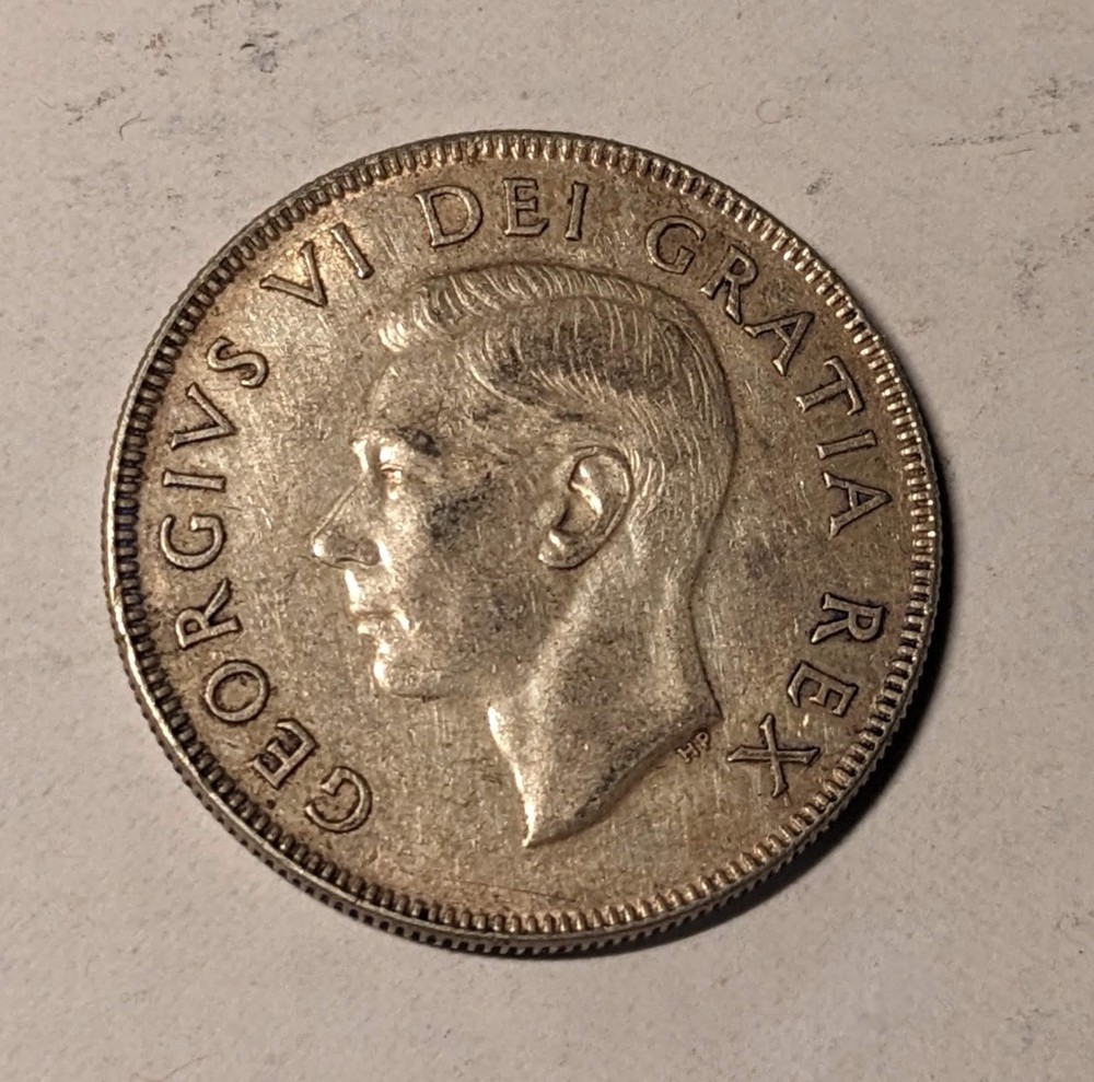 1951 Canada 🍁 50 Cent – George VI – 80% Silver Half Dollar – Circulated