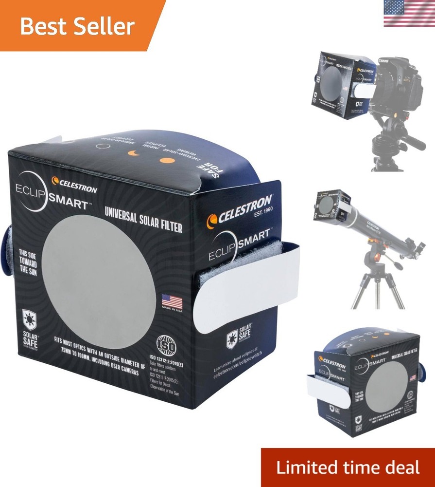 EclipSmart Folding Solar Eclipse Filter - Safe for Telescope & DSLR Cameras