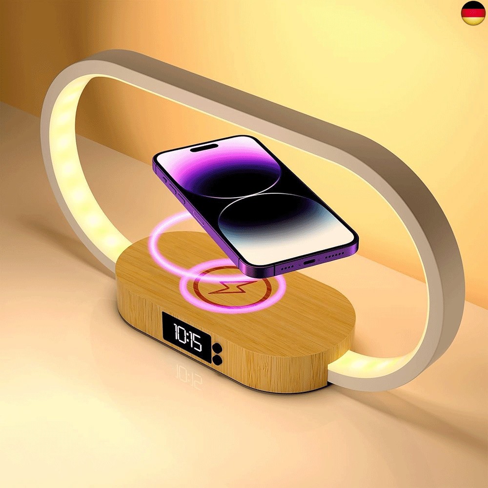 1PCS Rechargeable Bedside Lamp with Clock Touch Dimmable, 3 Color Temperatures