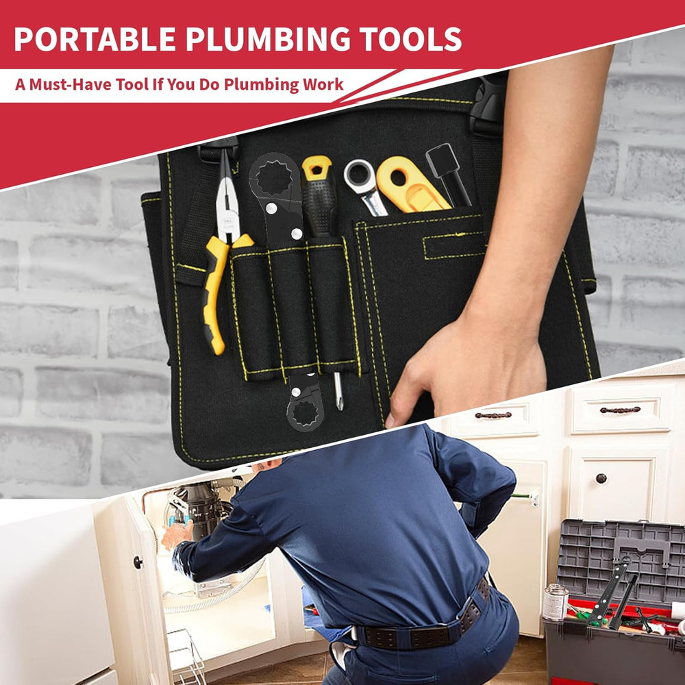 Plumbing Tools Angle Stop Wrench Kit - 3-Piece Plumber Tool Set with Compression