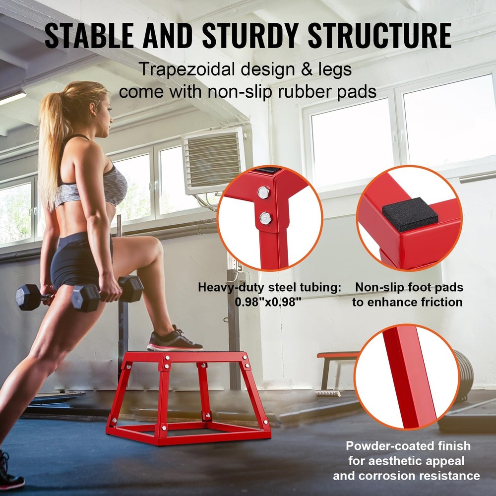 12 Inch Red Plyometric Exercise Step Platform Multifunctional Home Gym Box