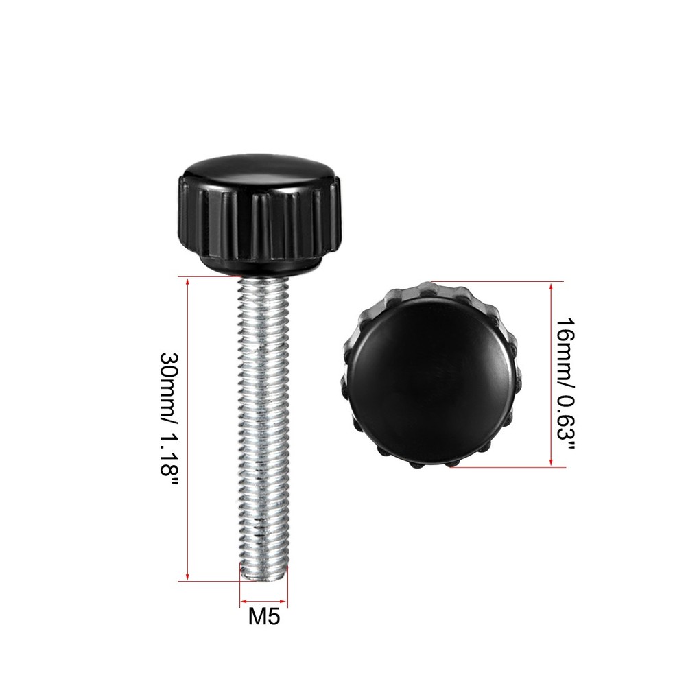 M5 x 30mm Male Thread Knurled Clamping Knobs Grip Thumb Screw on Type 2Pcs