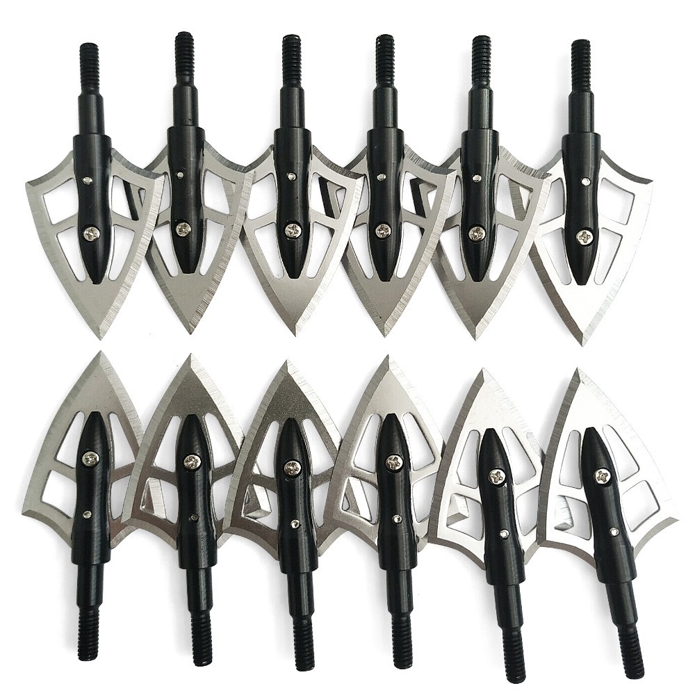 12X Archery Hunting Arrowhead Blade Broadhead Box 100gr Crossbow Bow Sharp Tip