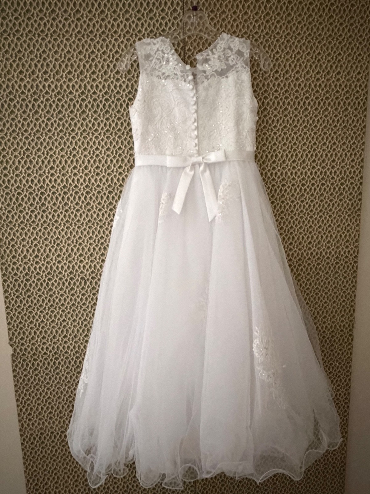 Joan Calabrese Girl's Size 8 Communion Dress With Headpiece/Veil