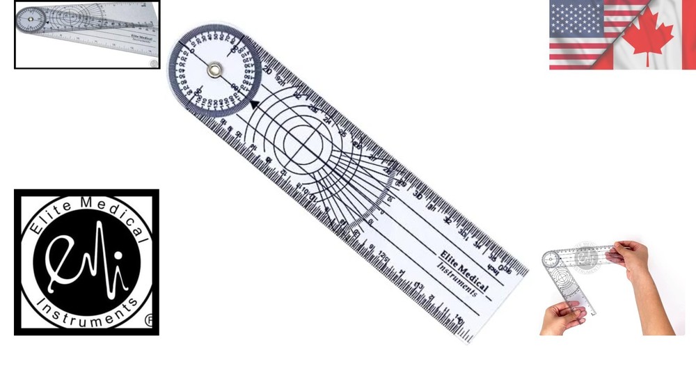 Accurate EMI 8-Inch Spinal Goniometer with 360-Degree Measurement Functionality