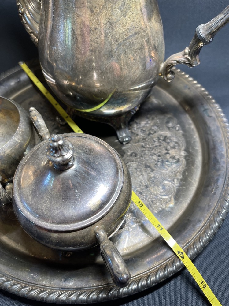 WM Rogers Silverplate POLISHED Coffee/Tea Service Set Pot/Creamer/Sugar/Tray